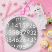pi Digits pi= 3.14159 pi Day Shiny Metallic Silver Papieren Bordje (Feest)