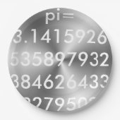 pi Digits pi= 3.14159 pi Day Shiny Metallic Silver Papieren Bordje (Voorkant)