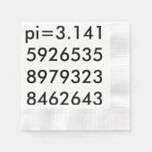 pi Digits Wiskunde Love pi= 3,14159 pi Day Black w Servet (Voorkant)