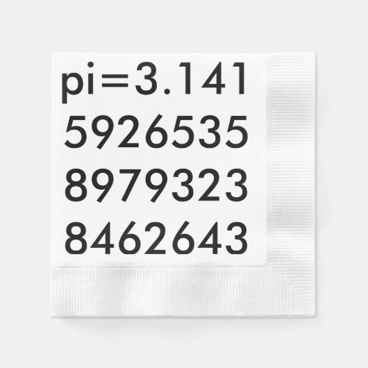 pi Digits Wiskunde Love pi= 3,14159 pi Day Black w Servet (Voorkant)