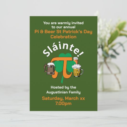 PI EN BIER ST PATRICKS DAG uitnodiging (Staand voorkant)