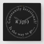 Pi, het irrationele wiskundige constante plezier vierkante klok (Voorkant)