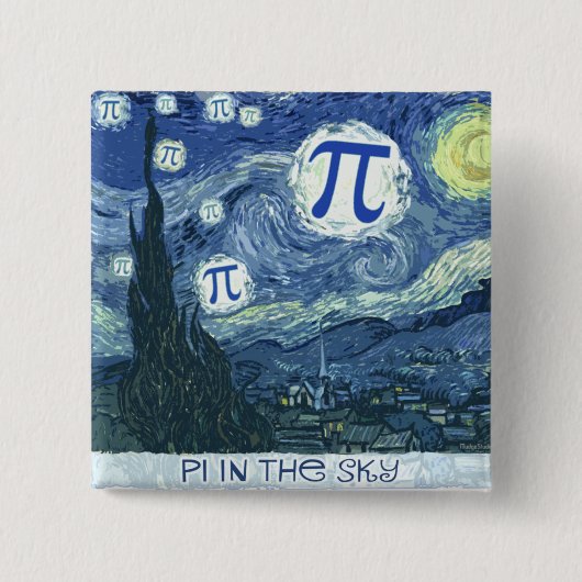 Pi in de hemel vierkante button 5,1 cm (Voorkant)