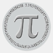 Pi in Silver Ronde Sticker (Voorkant)