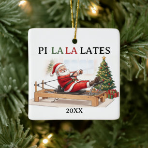 Pi La La Lates Grappige Kerstman Pilates Kerst Keramisch Ornament