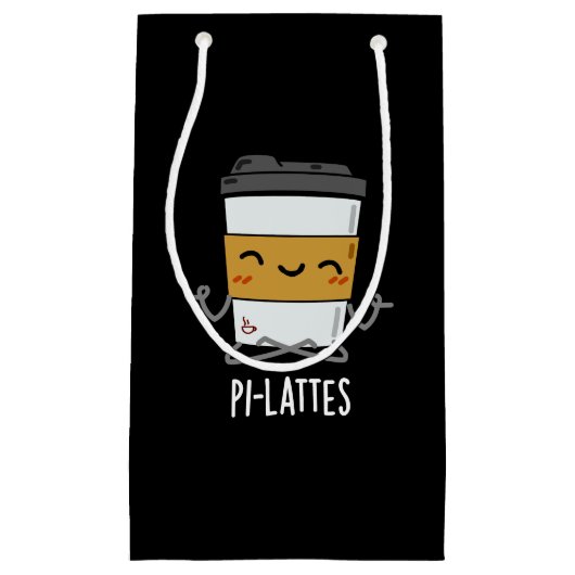 Pi-lattes Funny Latte Pilates Pun Dark BG Klein Cadeauzakje (Voorkant)