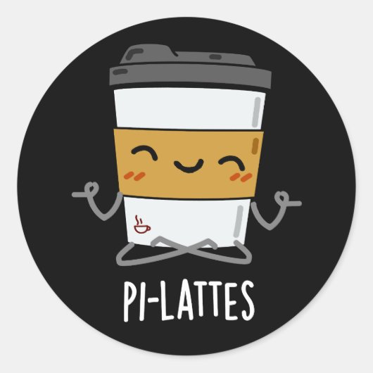 Pi-lattes Funny Latte Pilates Pun Dark BG Ronde Sticker (Voorkant)