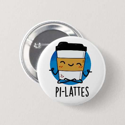 Pi-lattes Funny Latte Pilates Pun Ronde Button 5,7 Cm (Voorkant /achterkant)