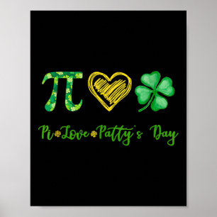 Pi Love Shamrock Patty's Day Wiskunde leraar St Pa Poster