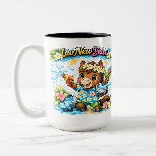 Pi Mai Lao Cute Paard Water Festival T-shirt Tweekleurige Koffiemok