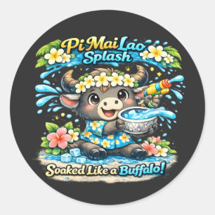 Pi Mai Lao Spetterend Doorweekt Als Een Buffel Gra Ronde Sticker