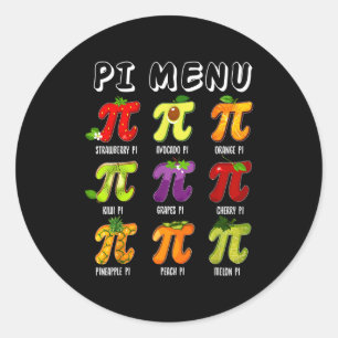 Pi Menu 3.14 Pi-symbool Grappige Fruit Leraar Kind Ronde Sticker