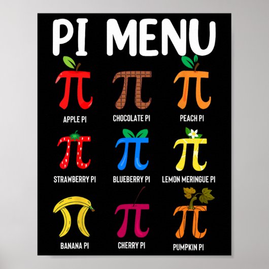 Pi Menu 3.14 Pi Symbool - Wiskunde leraar Fijne Pi Poster (Voorkant)