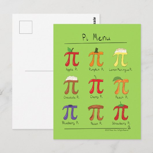 Pi Menu Cute Wiskunde Pi Day Briefkaart (Voorkant / Achterkant)