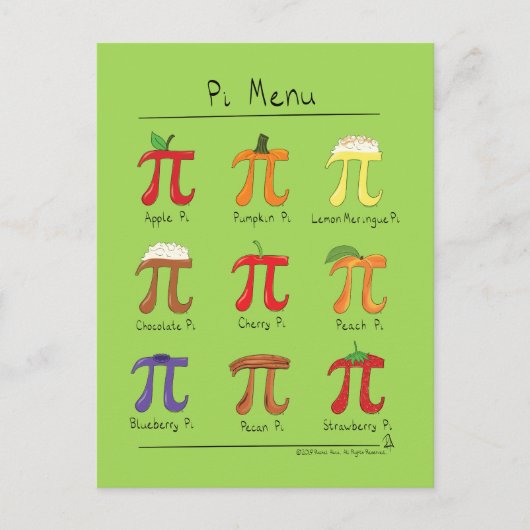 Pi Menu Cute Wiskunde Pi Day Briefkaart (Voorkant)
