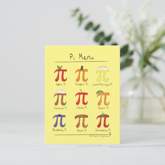 Pi Menu Cute Wiskunde Pi Day Briefkaart (Staand voorkant)