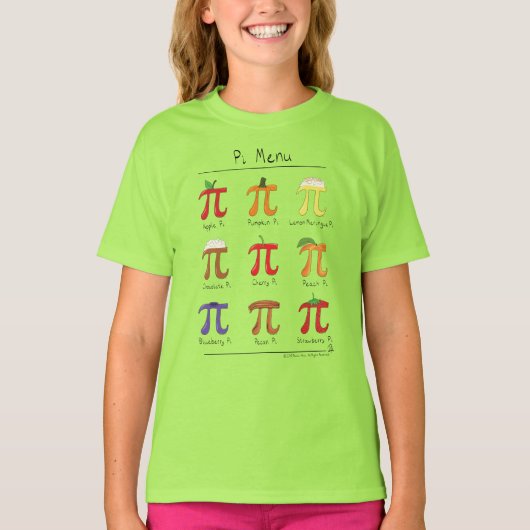 Pi Menu Cute Wiskunde Pi Day Kind Meisje T-Shirt (Voorkant)