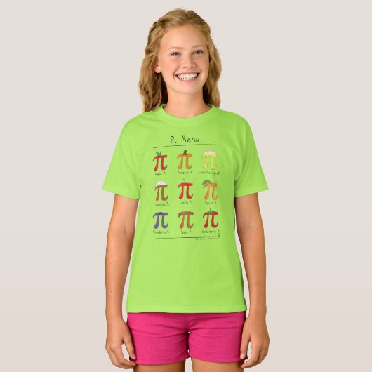 Pi Menu Cute Wiskunde Pi Day Kind Meisje T-Shirt (Voorkant volledig)