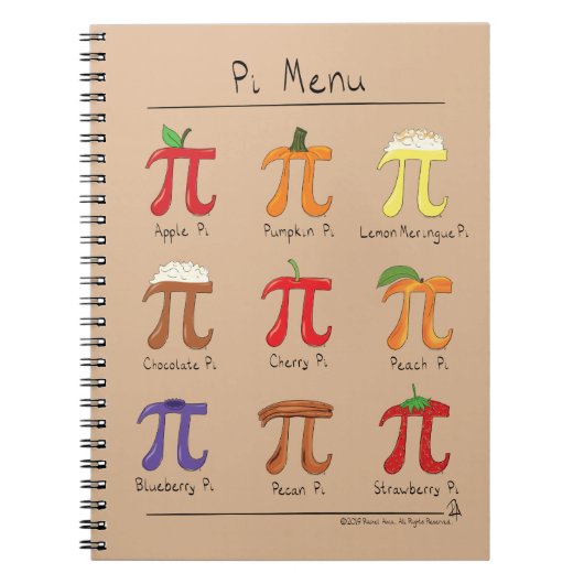 Pi Menu Cute Wiskunde Pi Day Notitieboek (Voorkant)