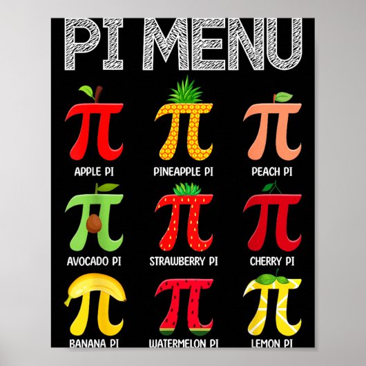 Pi Menu Fruit Happy Pi Dag Wiskunde Leraar Pi Symb Poster (Voorkant)