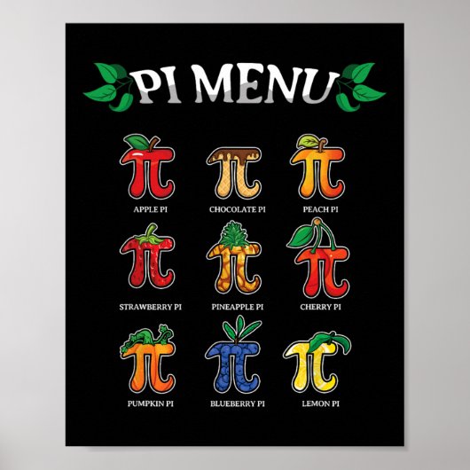 Pi Menu Pi-dag 2025 3.14 Wiskundeleraar Taart Menu Poster (Voorkant)