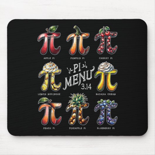 Pi Menu Pi Dag 3.14 Grappig Fruit Pie Menu Leraren Muismat (Voorkant)