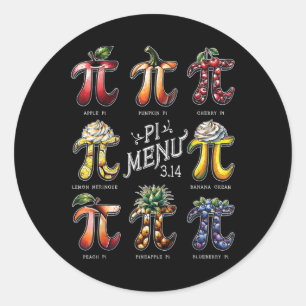 Pi Menu Pi Dag 3.14 Grappig Fruit Pie Menu Leraren Ronde Sticker