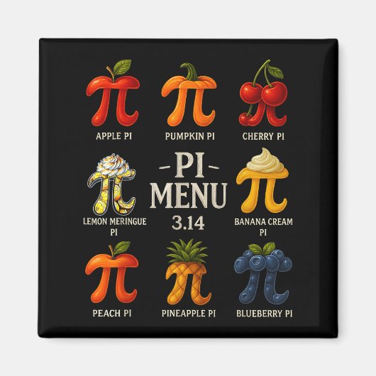 Pi Menu Pi-dag 3.14 Grappige Fruit Taart Menu Lera Magneet (Voorkant)