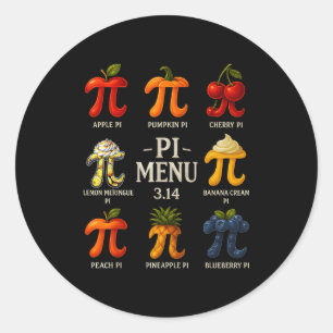 Pi Menu Pi-dag 3.14 Grappige Fruit Taart Menu Lera Ronde Sticker