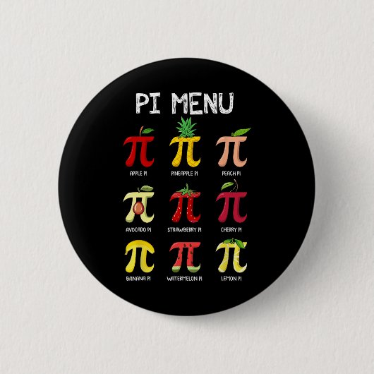 Pi Menu Pie Wiskunde Dag Wiskunde Wiskunde Docent Ronde Button 5,7 Cm (Voorkant)