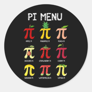 Pi Menu Pie Wiskunde Dag Wiskunde Wiskunde Docent Ronde Sticker