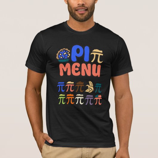 Pi Menu T-Shirt – Grappige wiskunde & pizza T-shir (Voorkant)