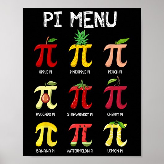 Pi Menu Taart Wiskunde Dag Wiskunde Wiskunde Docen Poster (Voorkant)