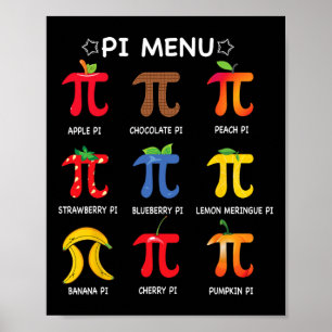 Pi Menu Wiskunde Docent Funny Pi Dag Wiskunde Doce Poster