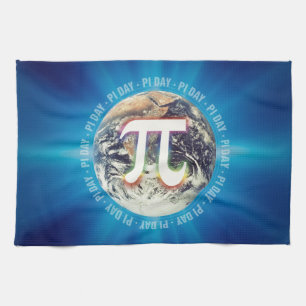 Pi-nummer op aarde   Blauwe keukenhanddoeken