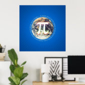 Pi-nummer op aarde | Wiskunde Blauw poster (Thuiskantoor)