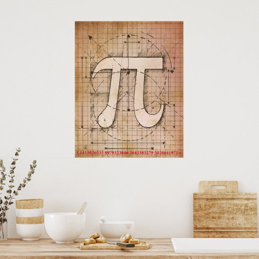 Pi-nummertekening Poster (Keuken)