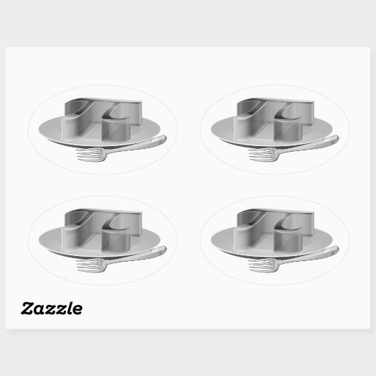 Pi op een zilverpomp ovale sticker (Vel)