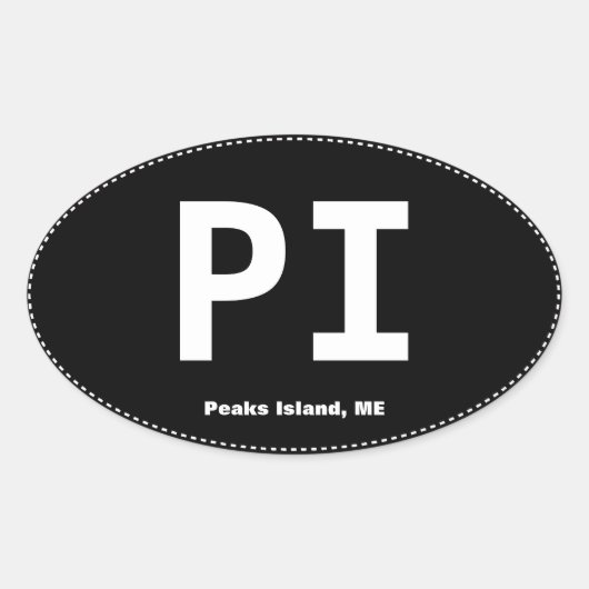 PI Peaks Island Maine ovale Bumpersticker Sticker (Voorkant)