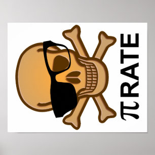 Pi Pirate Funny Wiskunde Geometry Poster Geek Nerd