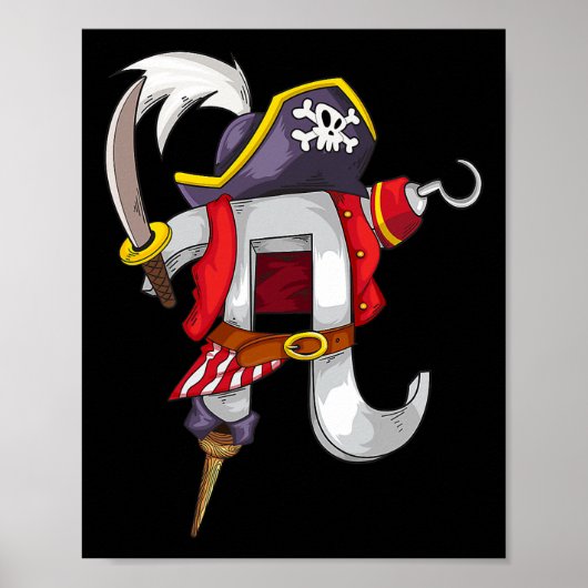 Pi Pirate Shirt Cool Pi Wiskunde Liefhebbers Funny Poster (Voorkant)