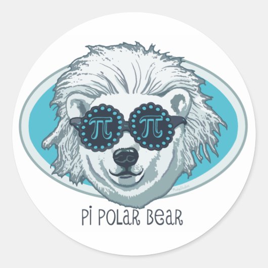 Pi Polar-Beer Ronde Sticker (Voorkant)