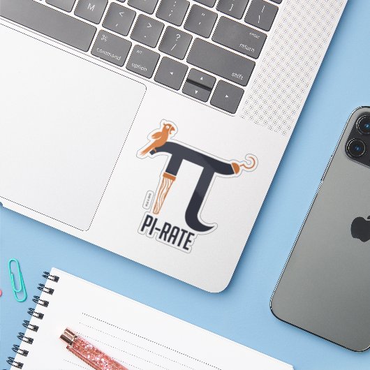 Pi-rate symbool sticker (Laptop met iPhone)