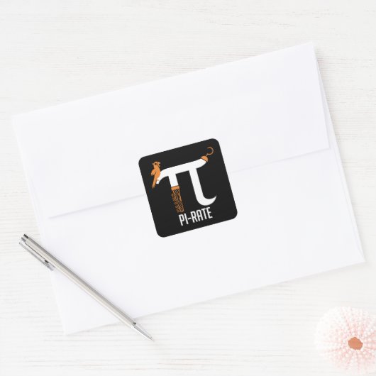 Pi-rate symbool vierkante sticker (Envelop)