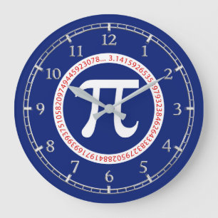 Pi Symbol in Circle on Navy Blue Dial Grote Klok