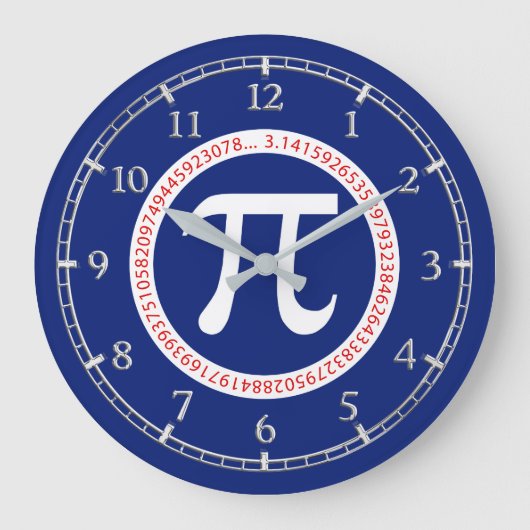 Pi Symbol in Circle on Navy Blue Dial Grote Klok (Voorkant)