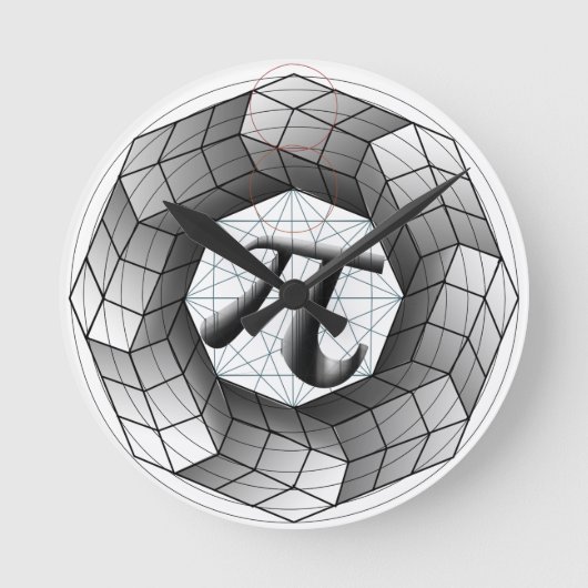 Pi-symbool π optische illusieklok voor Wiskunde-li Ronde Klok (Voorkant)
