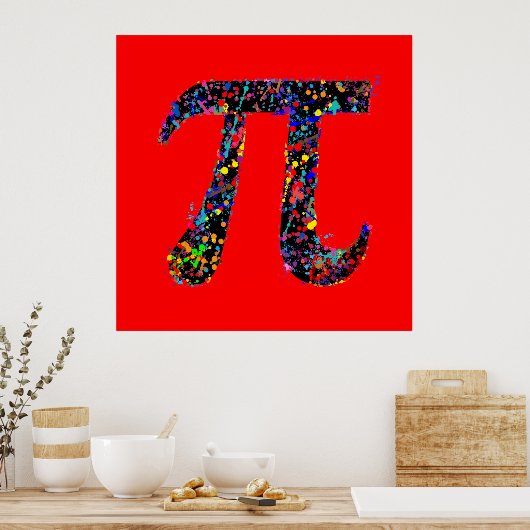 Pi Symbool Action Painting Splatter Poster (Keuken)