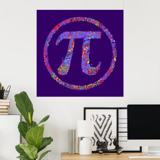 Pi Symbool Action Painting Splatter Poster (Thuiskantoor)