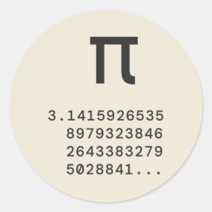 Pi-symbool en eerste cijfers van Pi Ronde Sticker